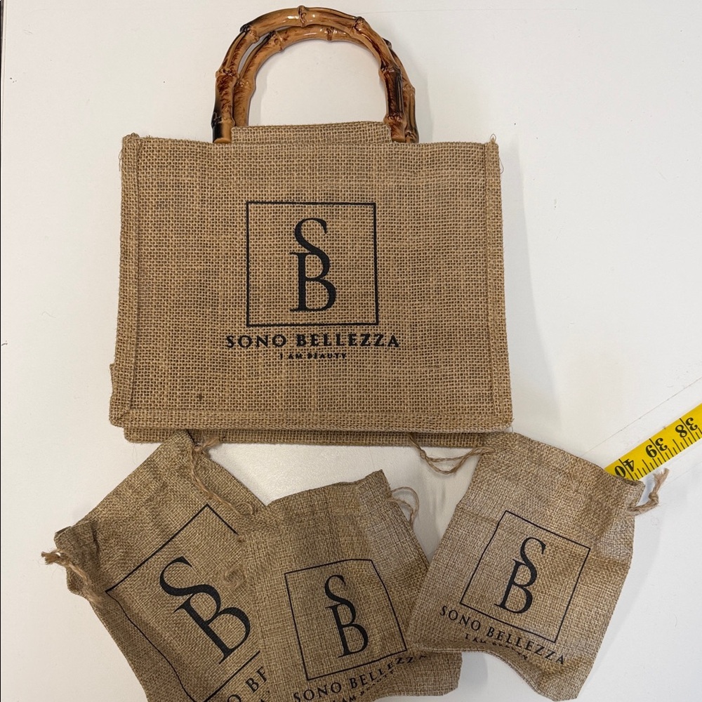 Sono Bellezza Jute Tote with Bamboo Handles